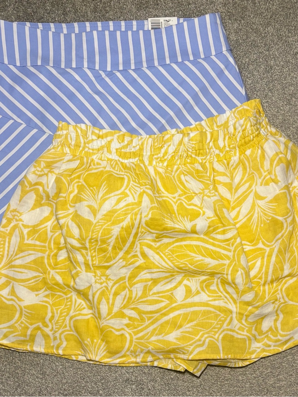 Blue Stripe & Yellow Floral Women's Skort Set Size Large